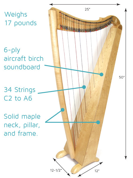 Musicmakers Ballad Harp (34 Strings)
